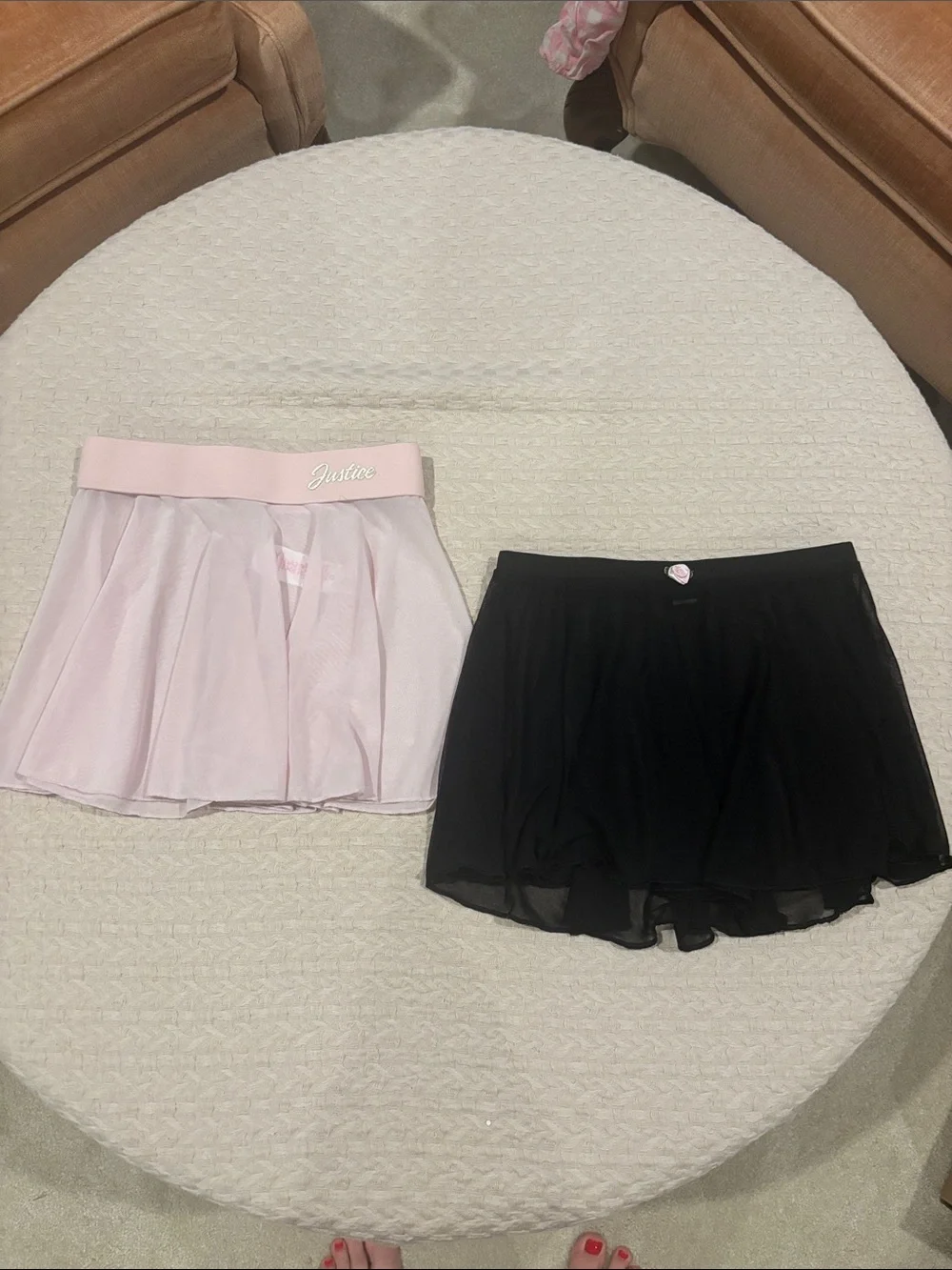 Justice Light Pink Mesh Skirt with Black Skirt Layer - Ballet